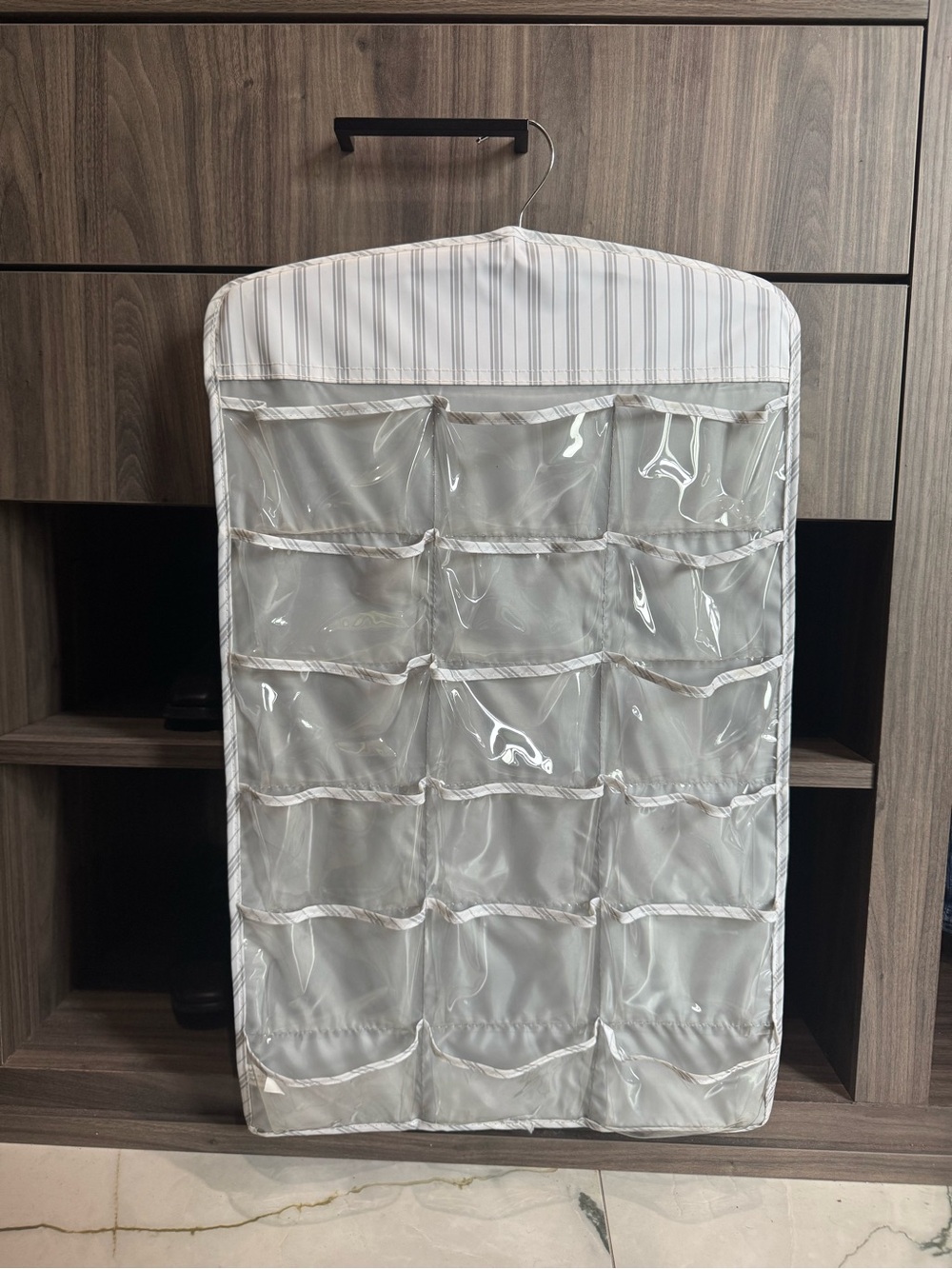 Clear Pocket Hanging Organizer - White and grey